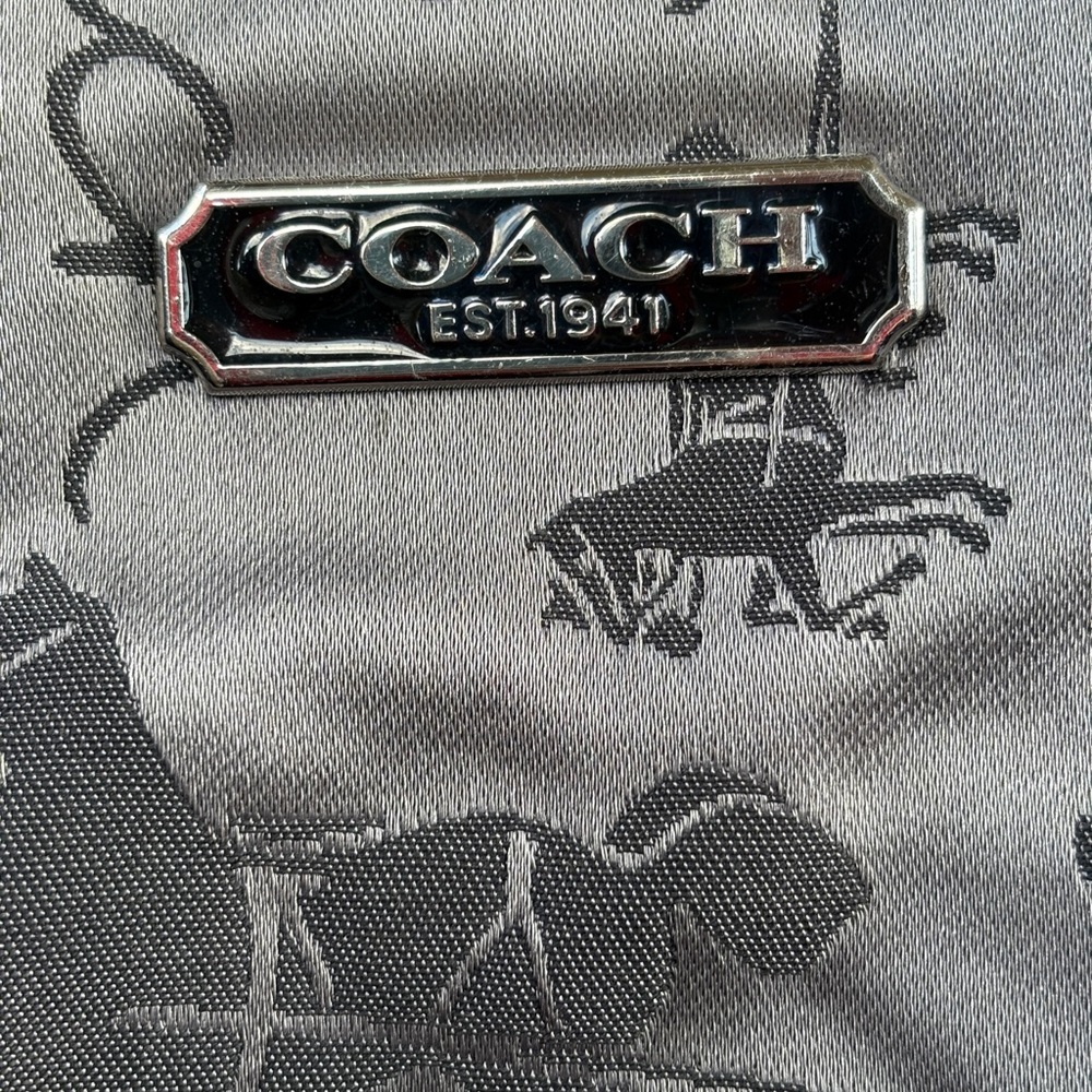 COACH HORSE CARRIAGE EAST WEST GALLERY TOTE SHOULDER BAG F16563 GRAY BLACK - Picture 4 of 7